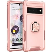 Nalacover For Google Pixel 6 Pro Slim Case,Luxury Hybrid Hard PC and TPU Rugged Bumper 3-In-1 Rotatable Magnetic Ring Kickstand Four Corner Guard Shockproof Anti-Scratch Back Phone Cover.Rosegold